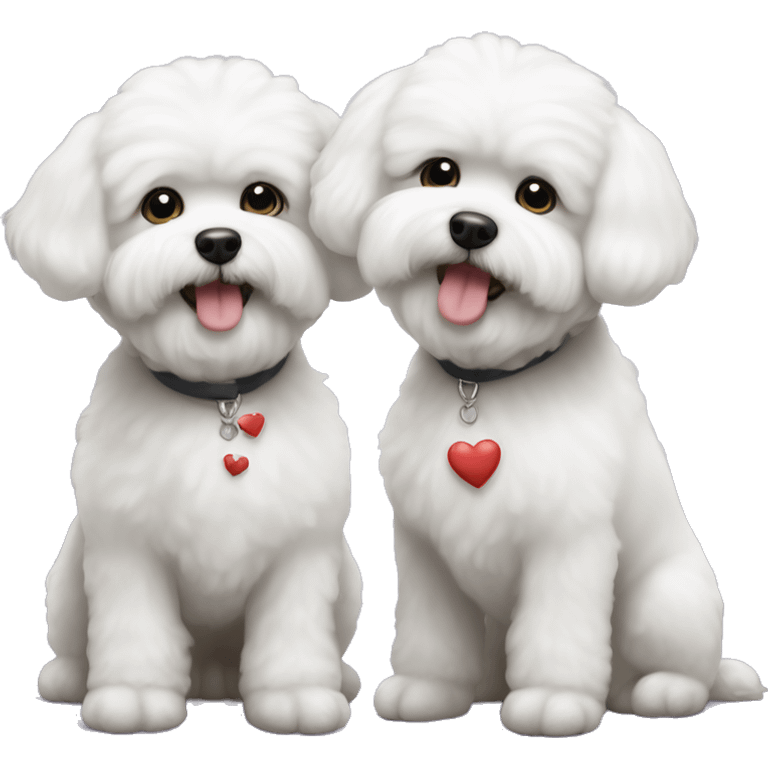 Two bichon dogs in love  emoji