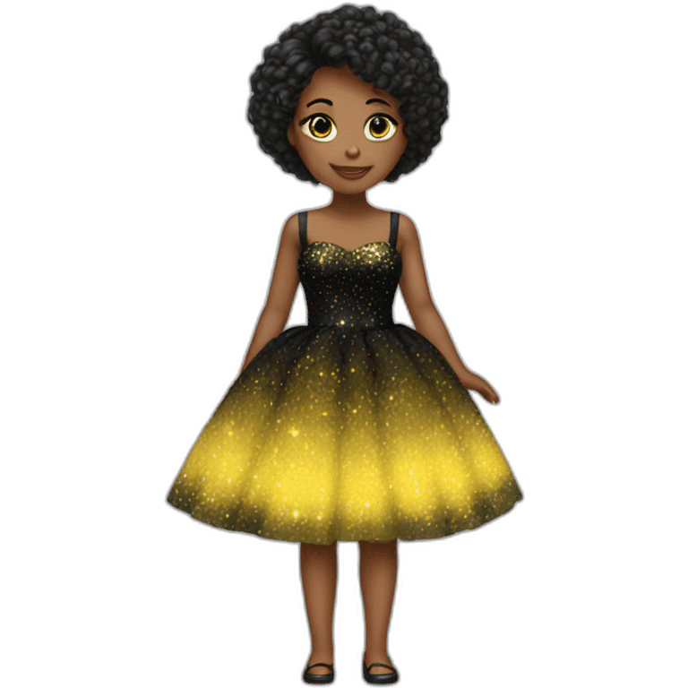 Black yellow sparkly dress emoji