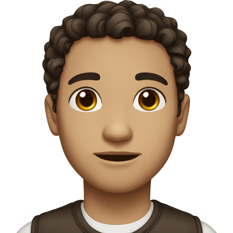 person with dark wavy hair, small brown eyes, brown eyebrows, good outfit and a normal nose, light skin emoji