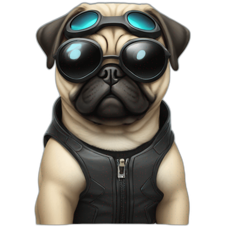 pug with black sunglasses and wearing a cyberpunk suit emoji