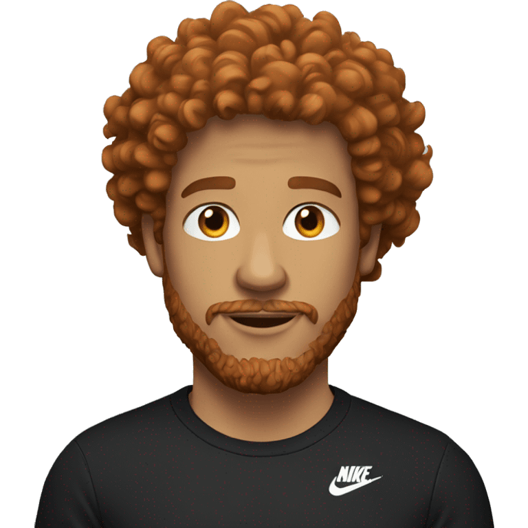 Red-haired man with curly hair and a beard, wearing a black Nike t-shirt  emoji