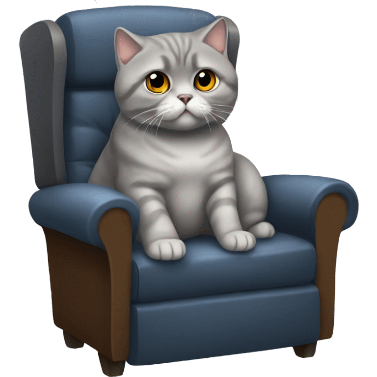 Grey Scottish fold cat siting in a gamer chair emoji