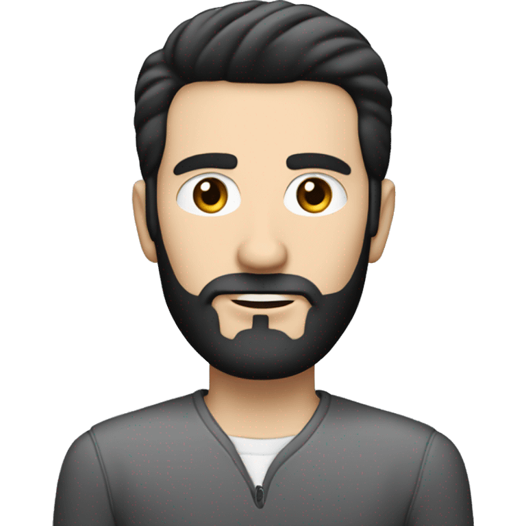 white man with black hair and short on the sides and short black beard working thinkpad computer emoji