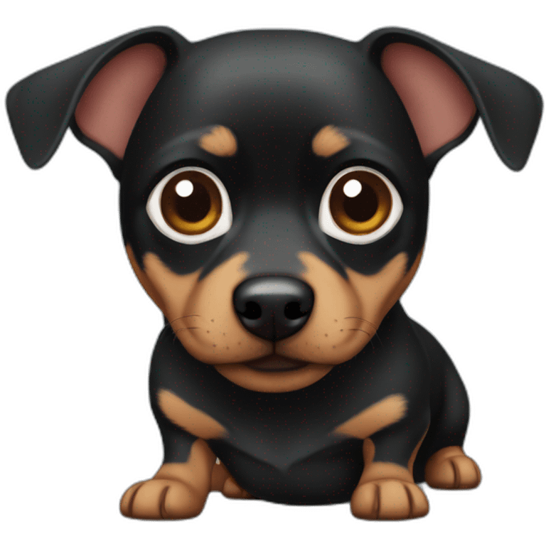 Fat black and brown chihuahua dachshund mix emoji