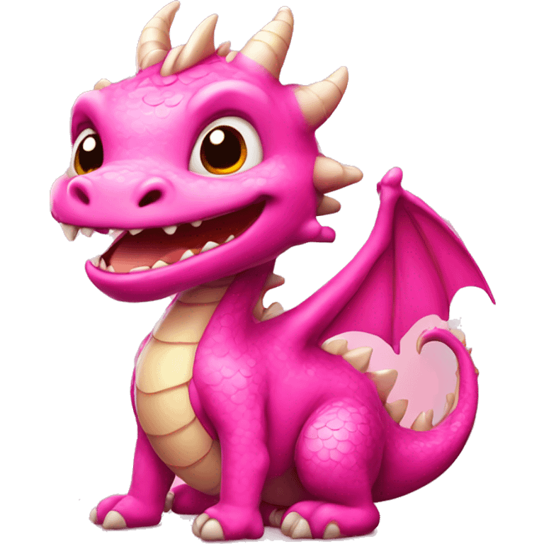 Pink happy cute dragon emoji