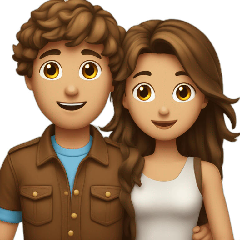 Amoureux folle brune et garçon brun  emoji