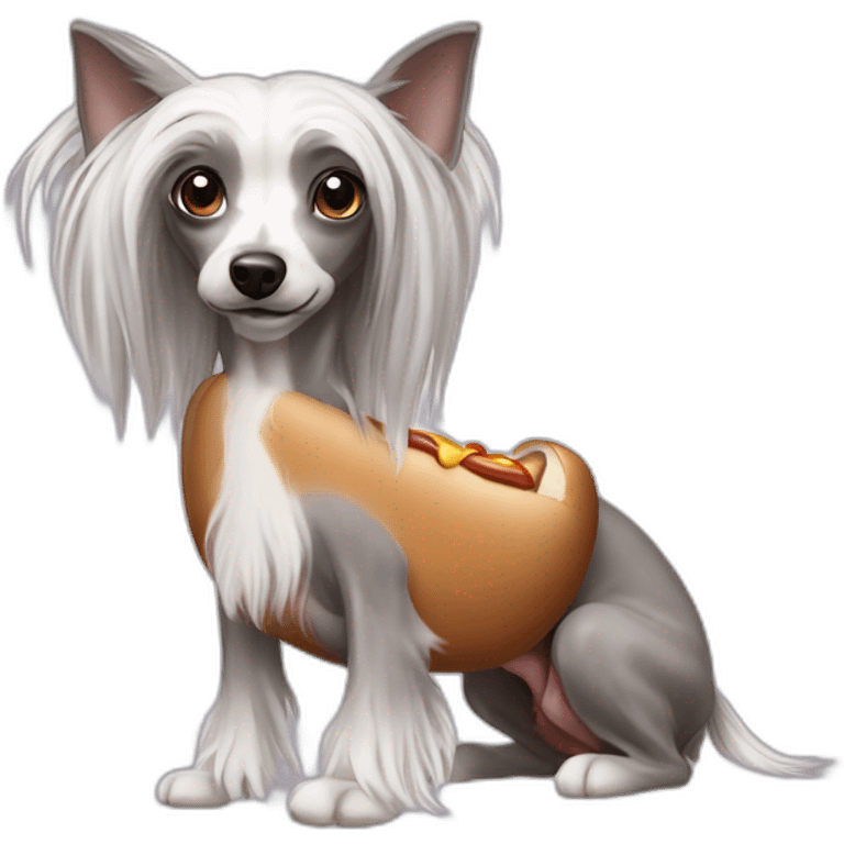 Chinese Crested hot-dog emoji