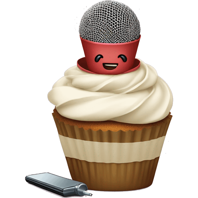 cupcake next to a microphone  emoji