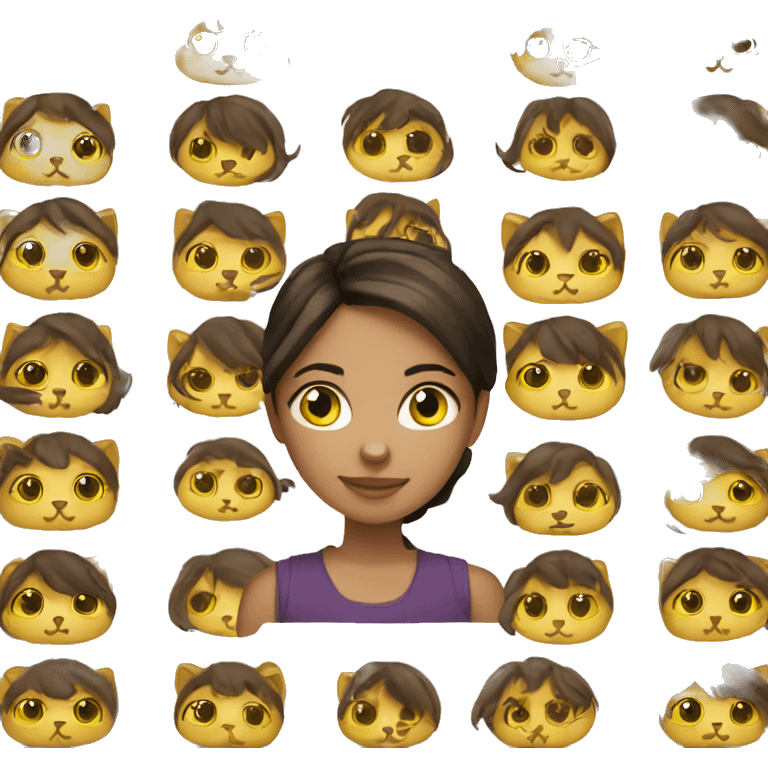 Brunette girl with yellow cat emoji