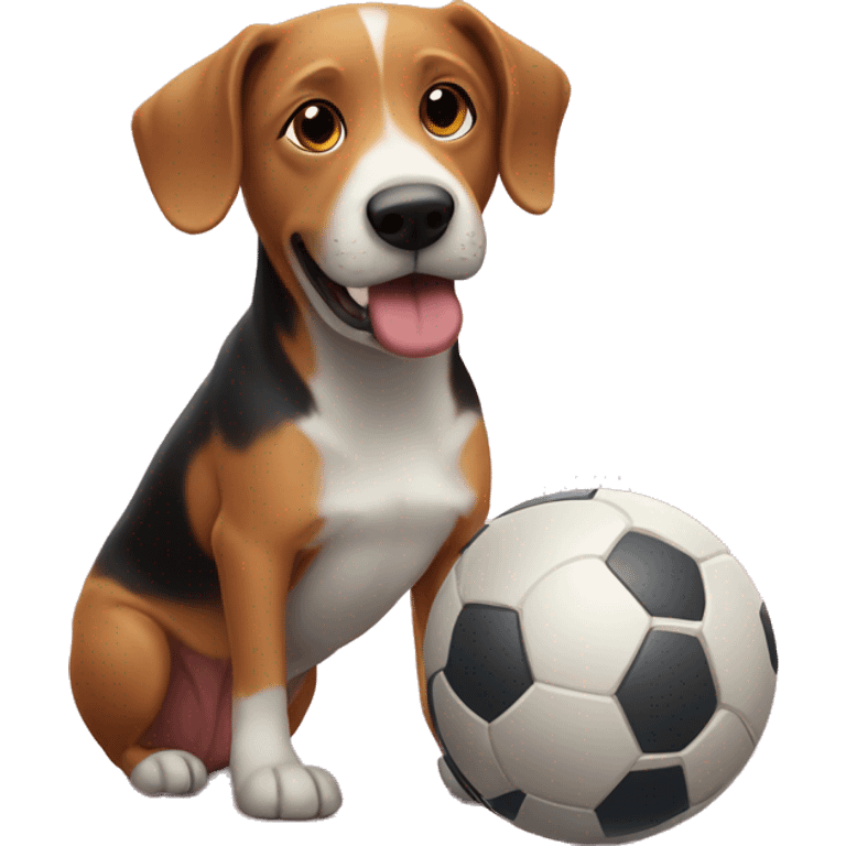 Un perro salchicha con una pelota emoji