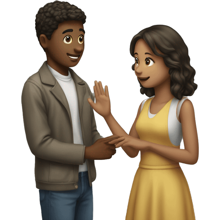 Young man giving a hand to a young woman emoji