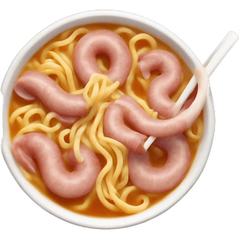 Noodle soup with ham and sausage  emoji