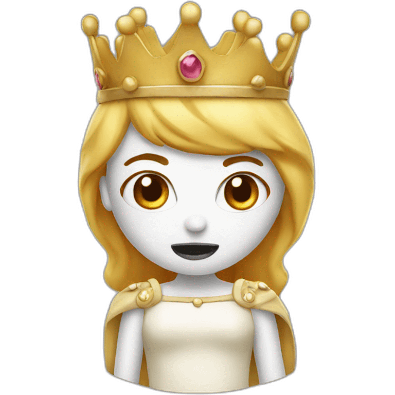 A young female mozzarella with an angry face who is wearing a crown emoji