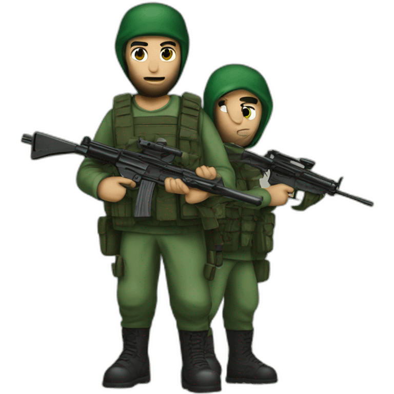 hamas and israeli fighters with rifles emoji