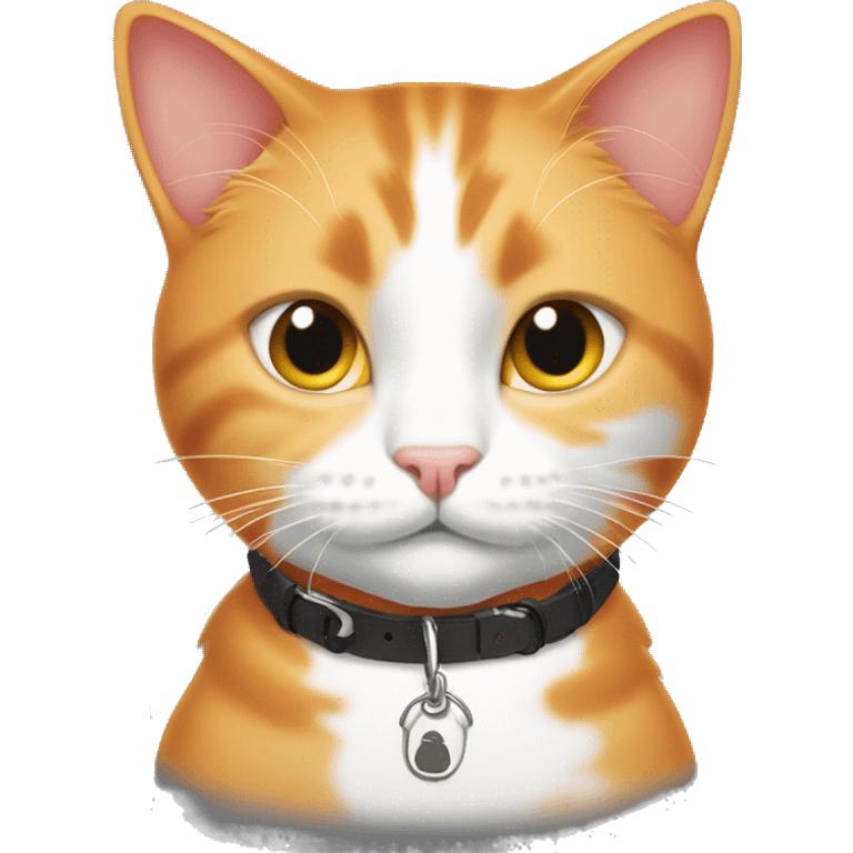 Orange and white cat with a collar that says ‘Oscar’  emoji