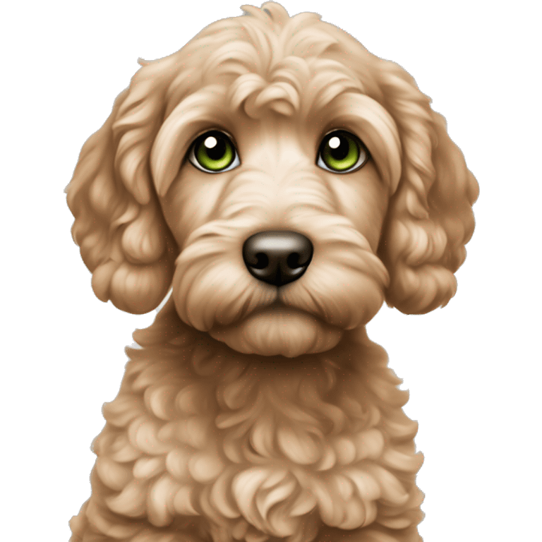 Apricot cute Cockapoo puppy grey green eyes emoji