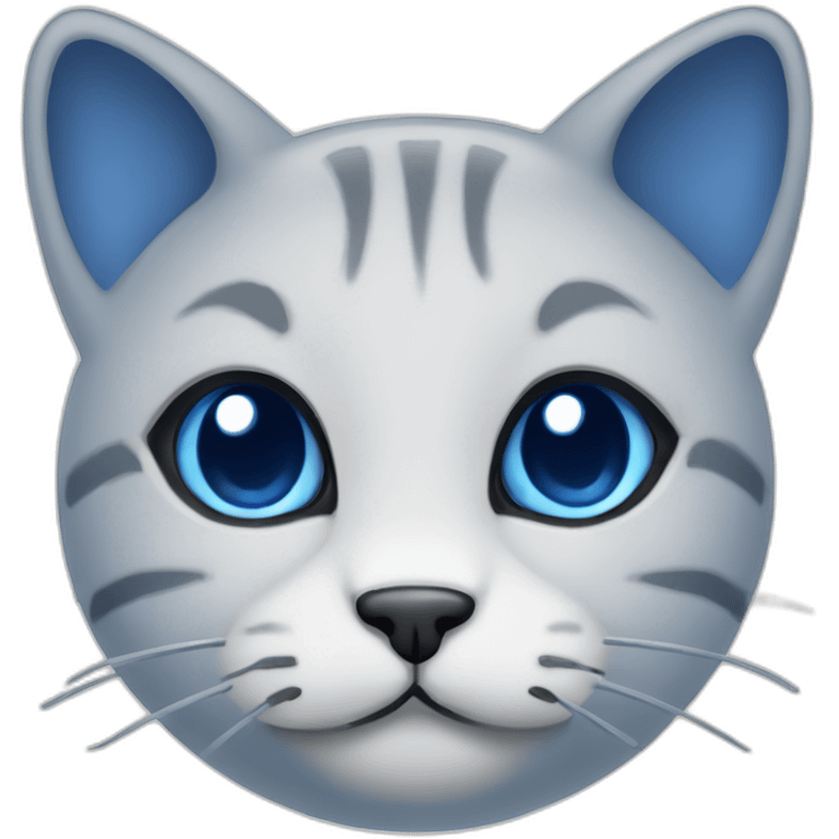 Blue simplistic sketch of a cute cat face emoji