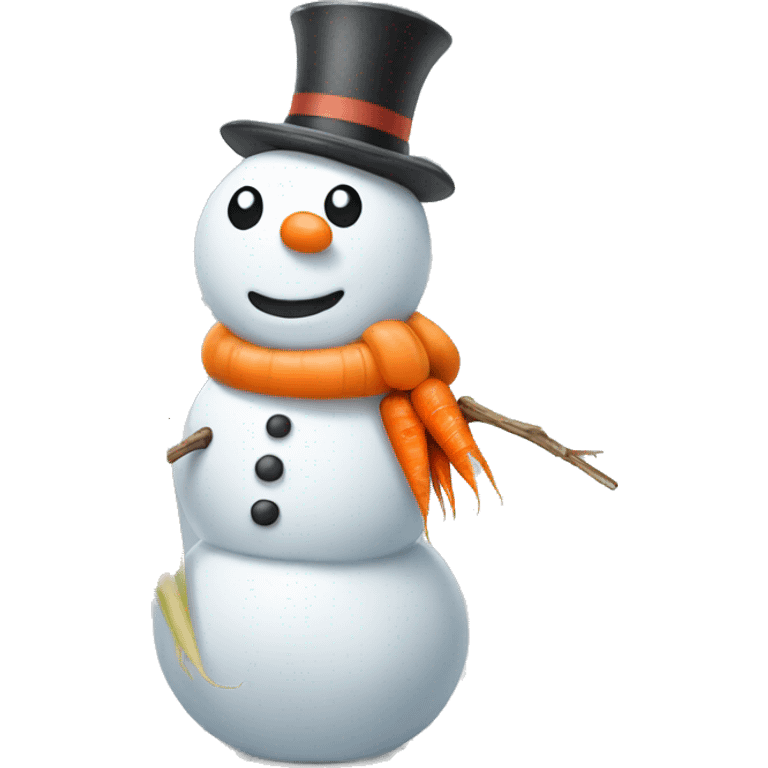 Snowman with long carrot emoji