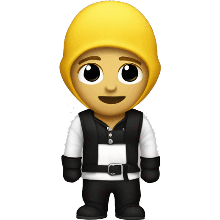 A yellow skin guy in a black and white robber outfit emoji