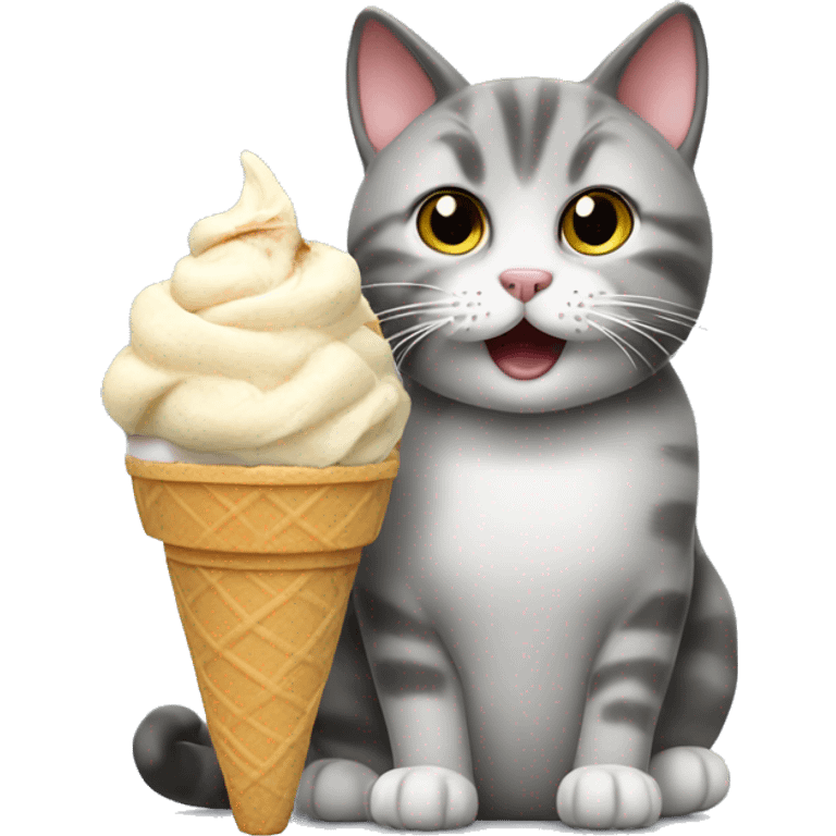 cat eat ice crea emoji