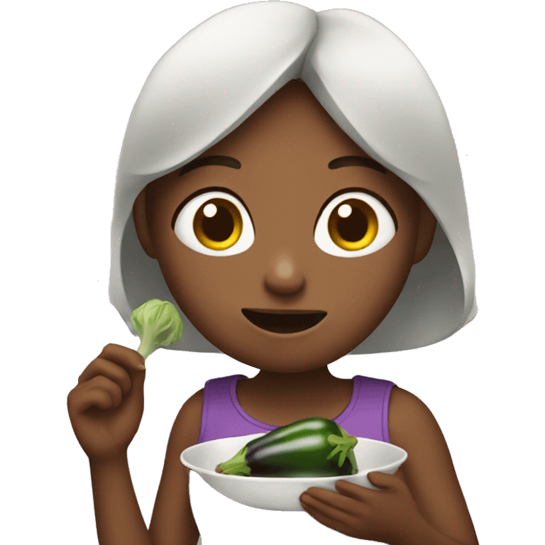 Girl eating eggplant emoji