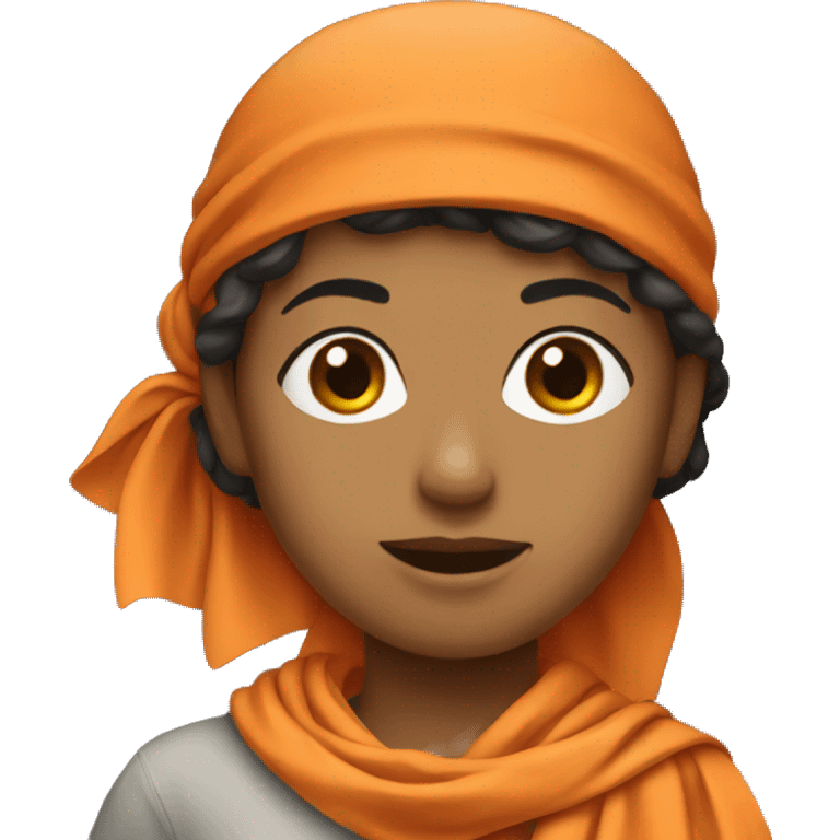 female with orange bandana emoji