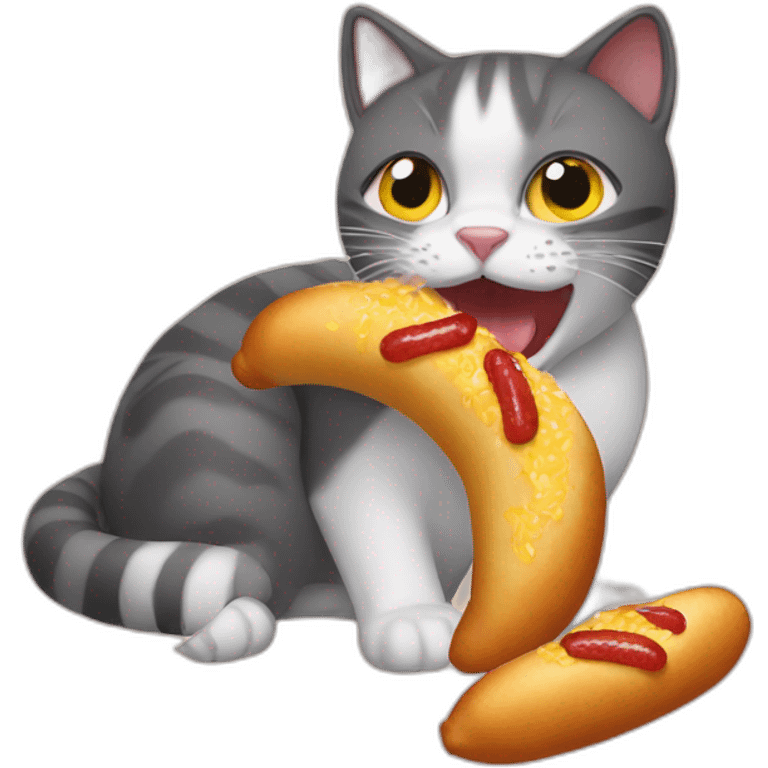 Cat eating corn dog emoji