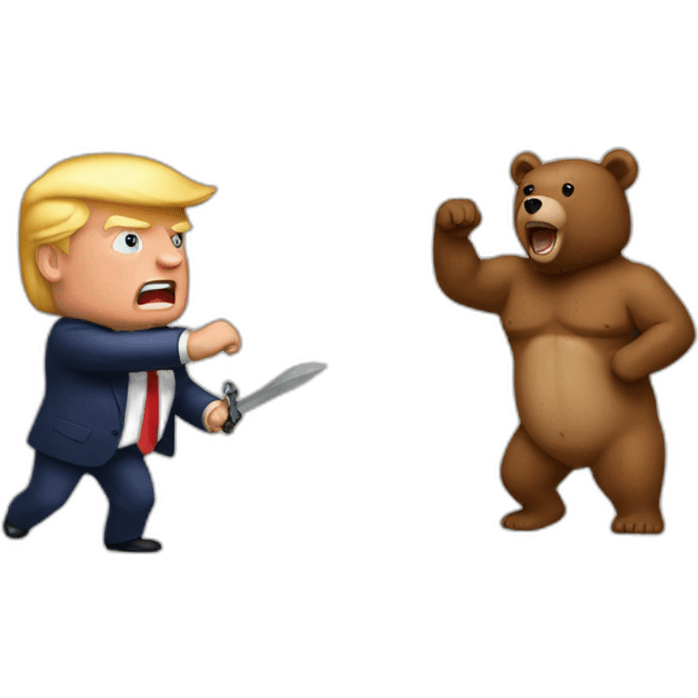 donald trump fighting naked with the bear emoji