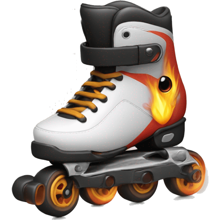 an inline rollerblade that only has the wheels on fire emoji