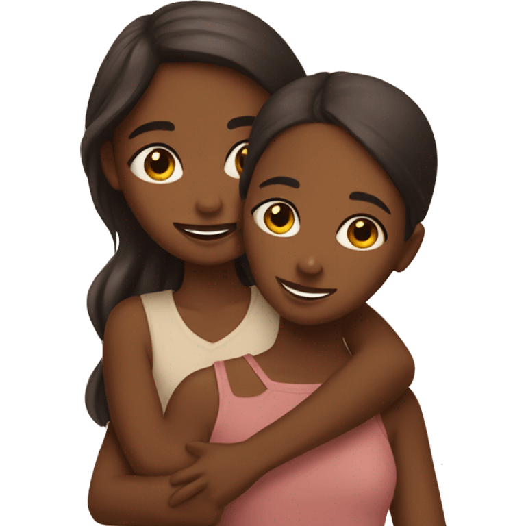 brown skin girl hugging her brown skin friend emoji