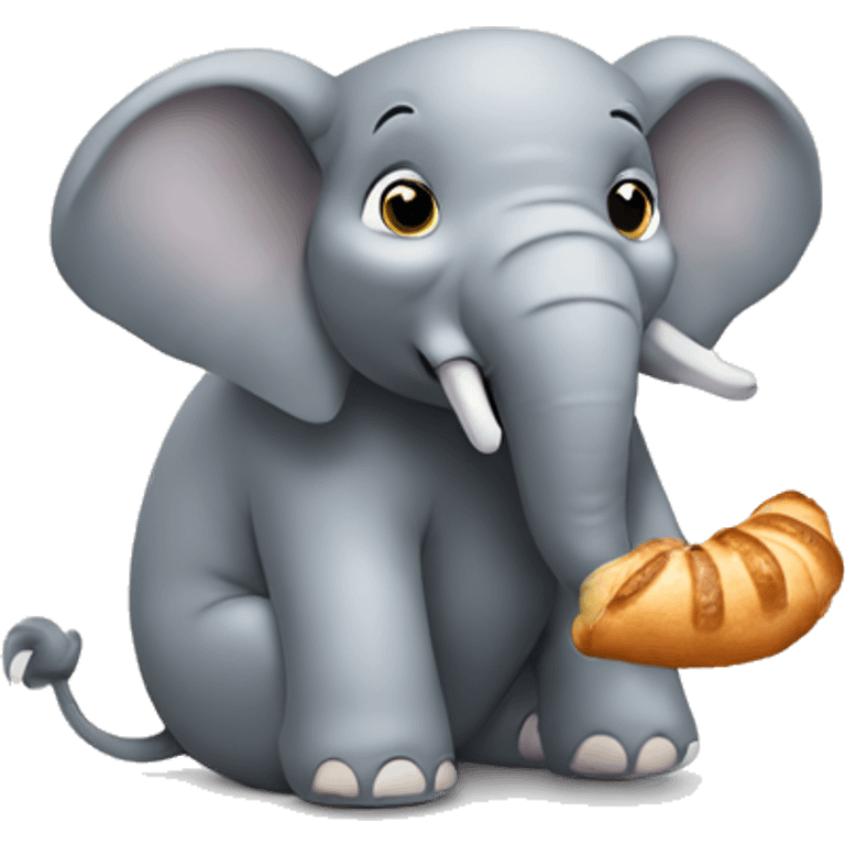 an elephant eating croissant emoji