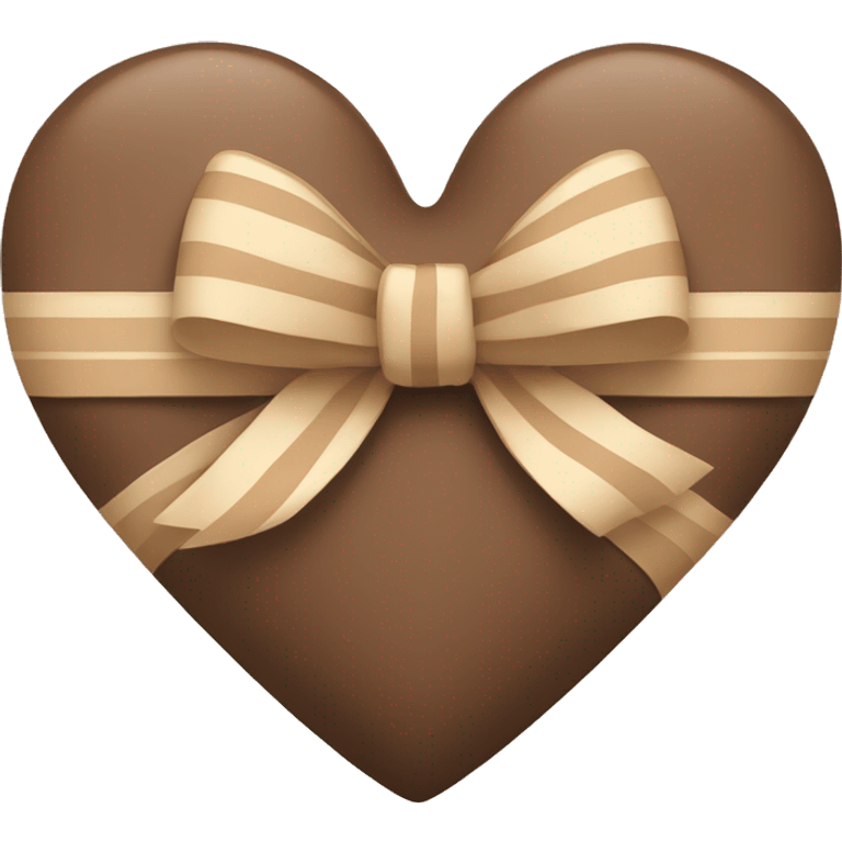 brown pastel heart with a beige striped bow emoji