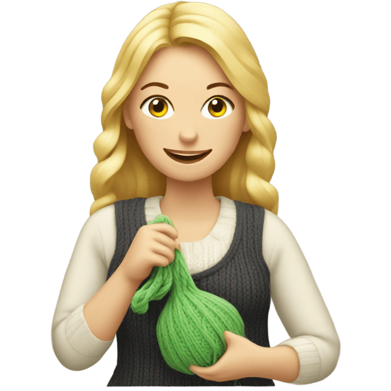 Blonde lady knitting  emoji