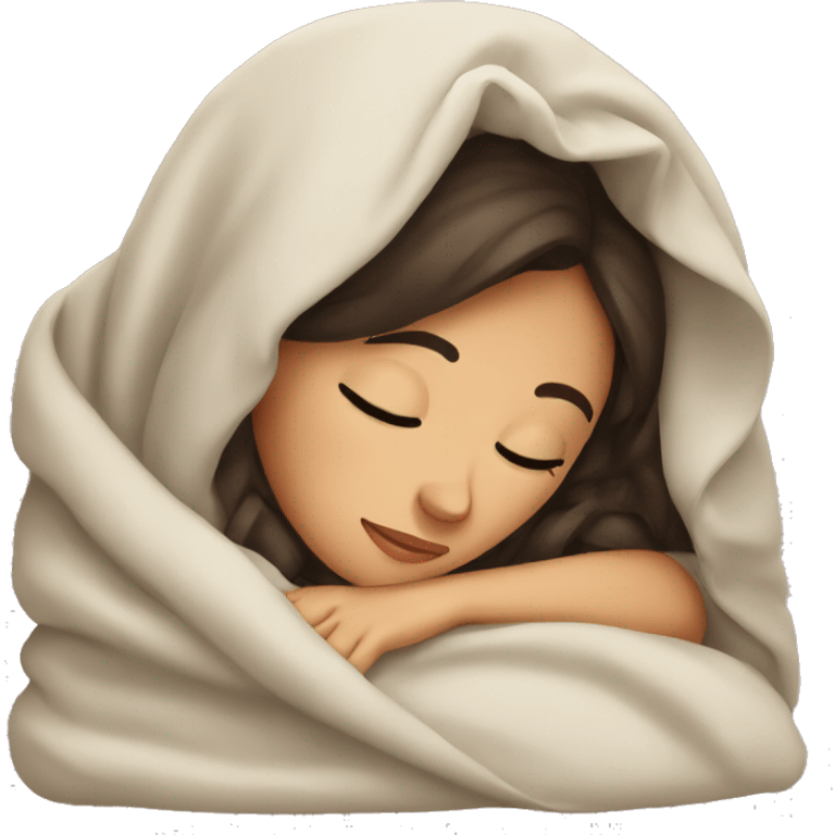 Pretty brunette sleeping under a blanket emoji