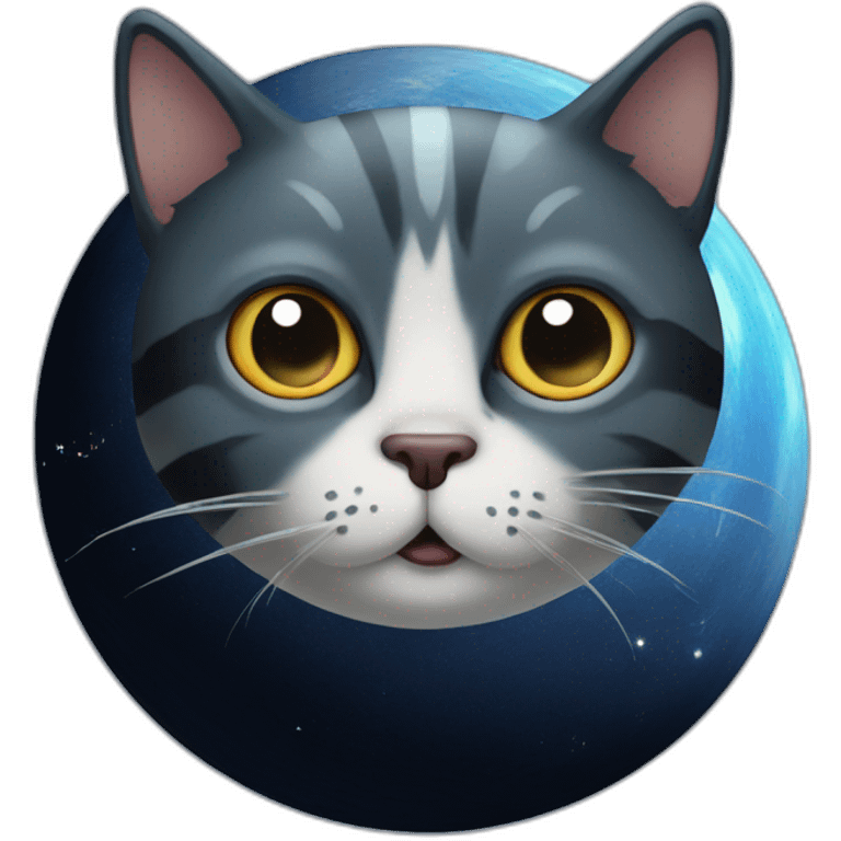 planet Mercury with a cartoon pensive cat face emoji