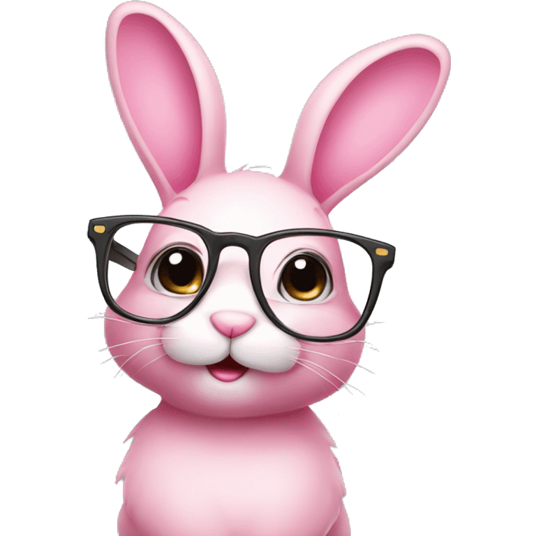 Cute Pink bunny with glasses emoji