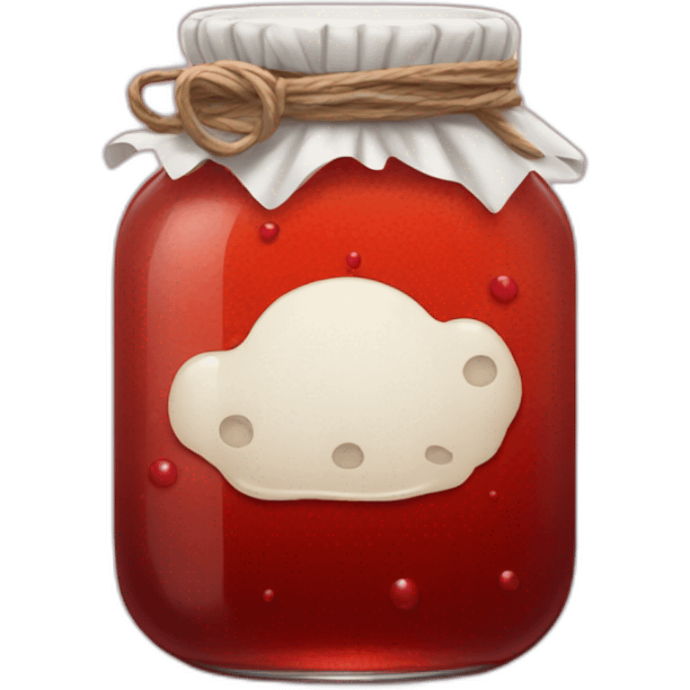 jar with red sirup leak with legs emoji