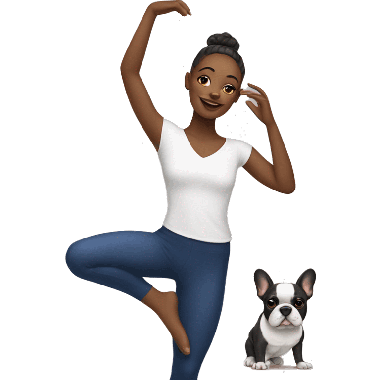 Dancer with French bulldog  emoji