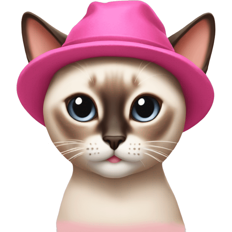 Siamese cat with warm pink hat  emoji