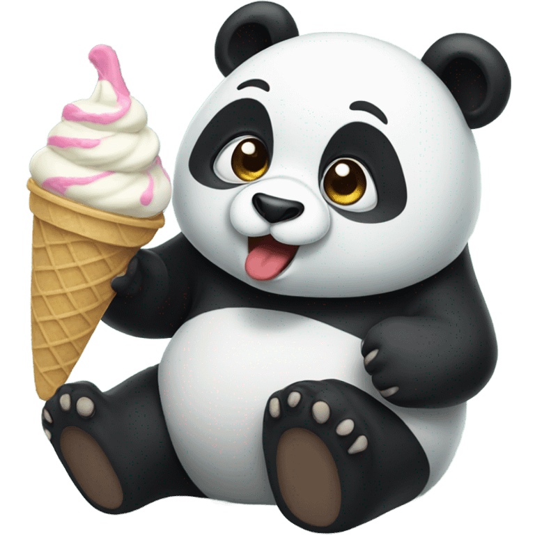 Panda eating ice cream emoji