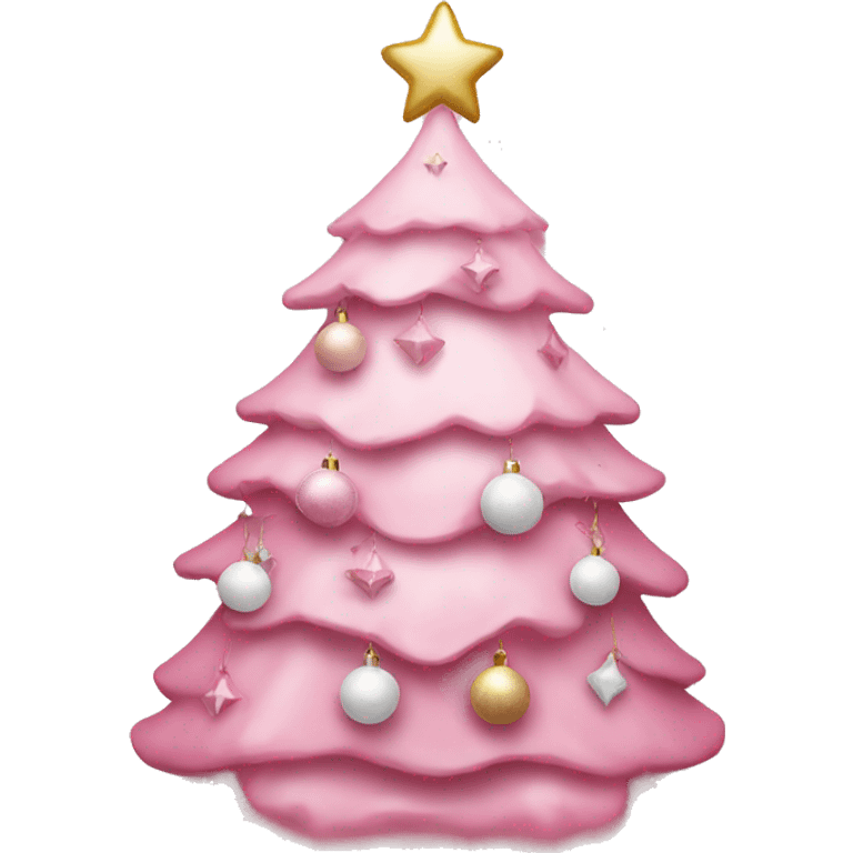 Pink pastel Christmas tree with pink and white ornaments  emoji