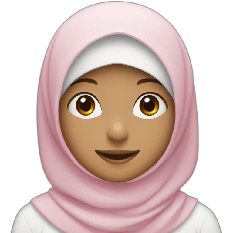 girl in hijab smile with hearths emoji