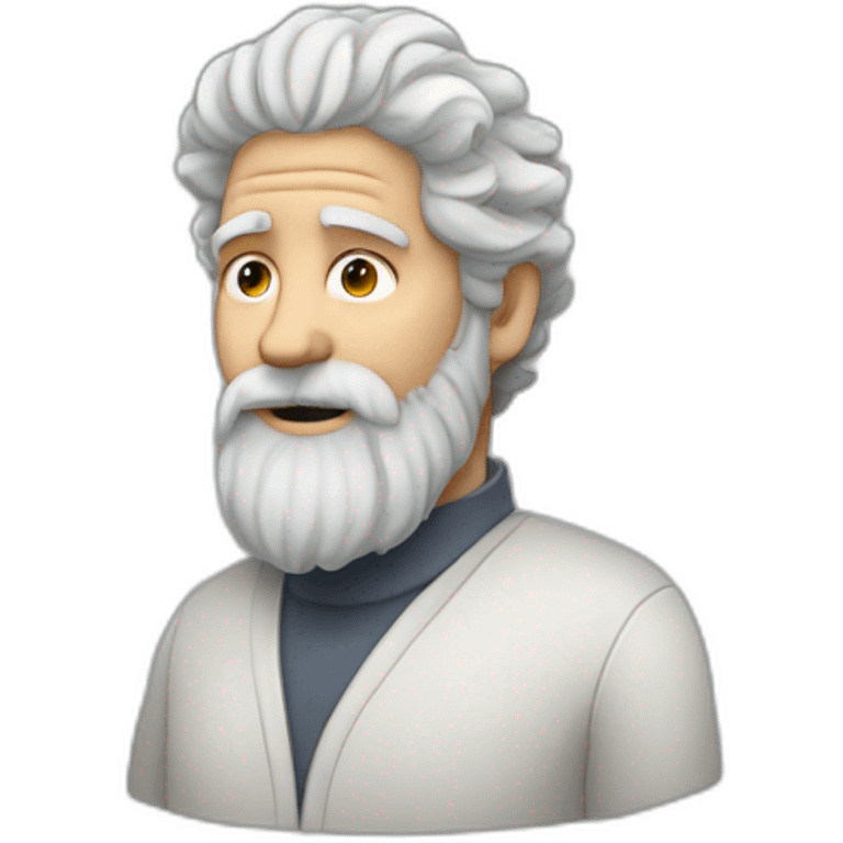 Curly gray hair, white 60 year old man with long beard emoji