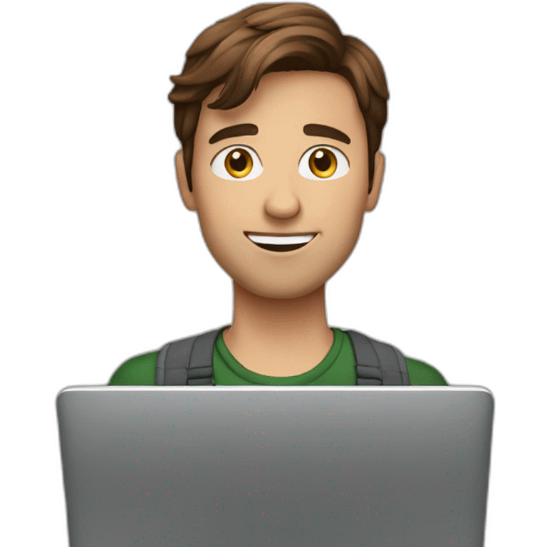 brown hair guy with laptop emoji