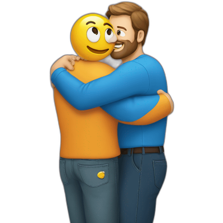 Chuck Tomasi hugging the GuideVision logo emoji