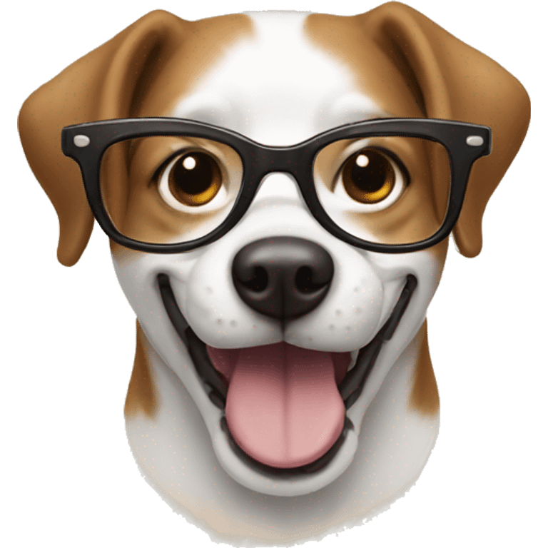 Dog glasses white teeth emoji