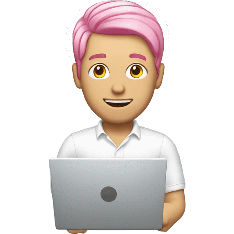 pink hair white man with laptop emoji