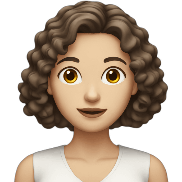 white woman with wavy dark brown hair emoji