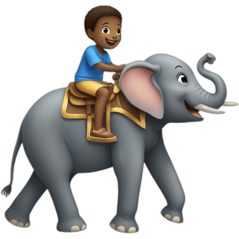 Elephant riding a kid emoji