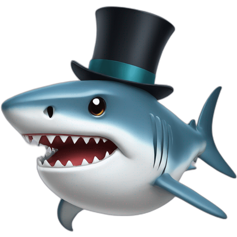 Shark with a top hat emoji